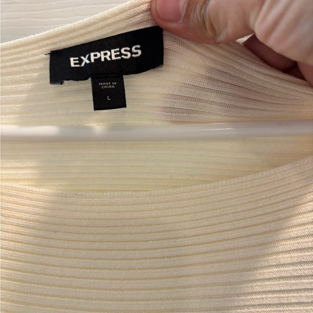 Express Cream Ribbed Top - Picture 5 of 5